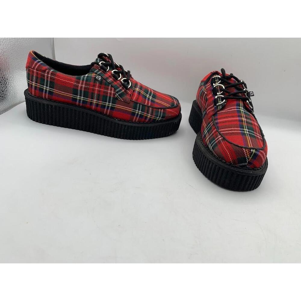 Tuk Shoes Womens 7 Mens 5 Anarchic Red Plaid Creeper